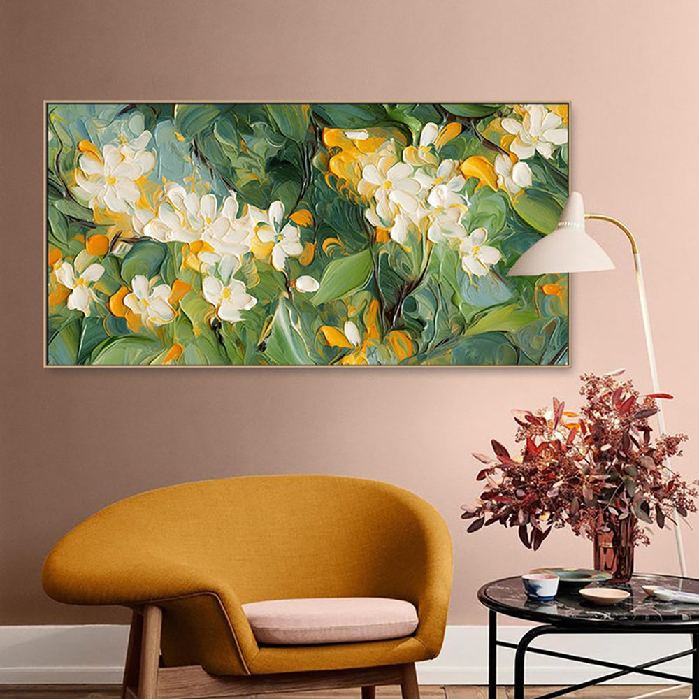 Abstract Floral Handmade Oil Painting On Canvas Wall Art Decoration 3d Texture Original Flowers Crabapple Blossoms For Home Bedroom Decor Rolled Frameless Unstretched Painting