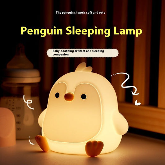 Baby Penguin Small Night Bedroom Bedside Silicone Pat Lamp - Nexxcart