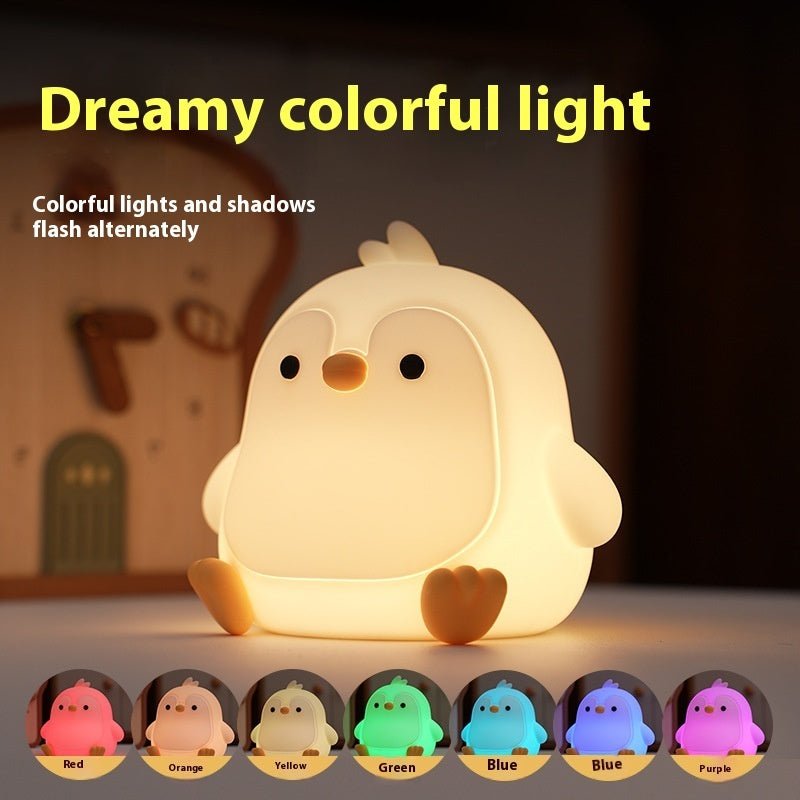 Baby Penguin Small Night Bedroom Bedside Silicone Pat Lamp - Nexxcart