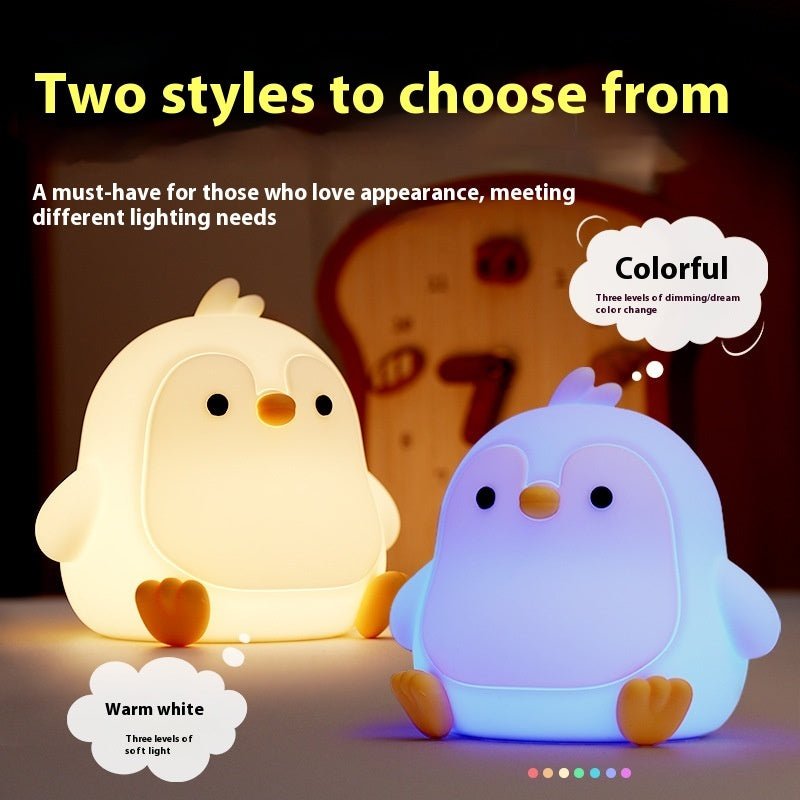 Baby Penguin Small Night Bedroom Bedside Silicone Pat Lamp - Nexxcart