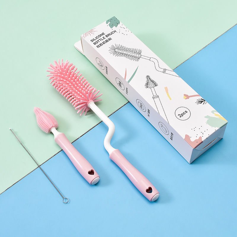Baby Silicone Baby Bottle Brush Straw Scrubbing Baby Bottle Brush Cleaning - Nexxcart