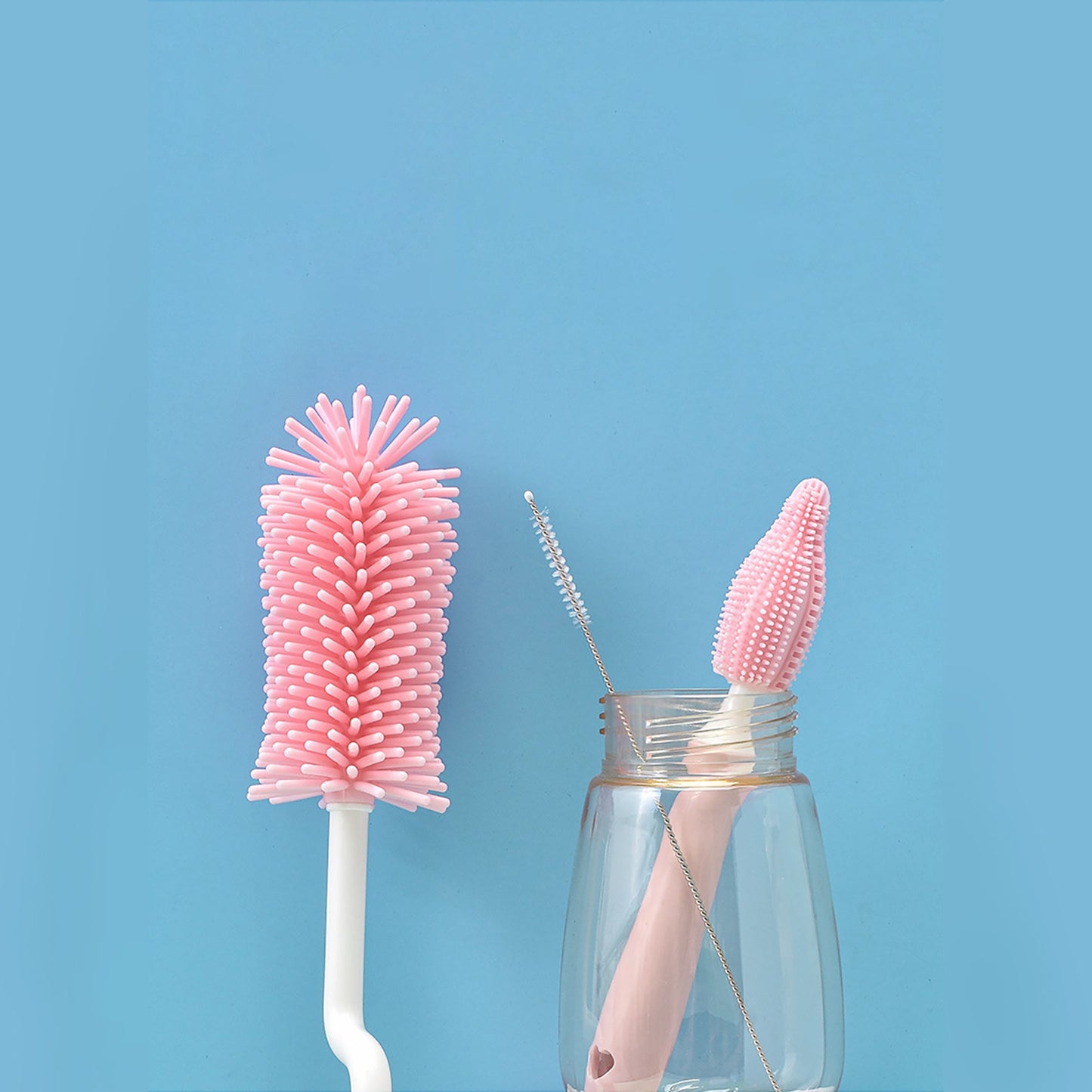 Baby Silicone Baby Bottle Brush Straw Scrubbing Baby Bottle Brush Cleaning - Nexxcart
