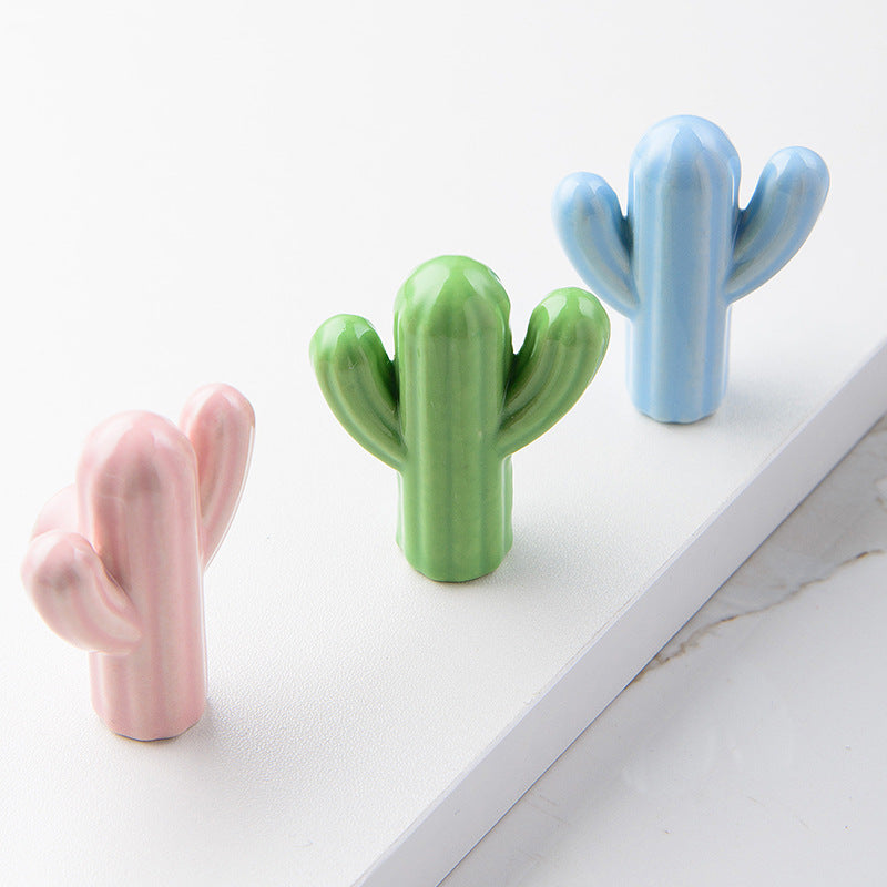 Children's Room Handle Cactus Ceramic Cupboard Wardrobe