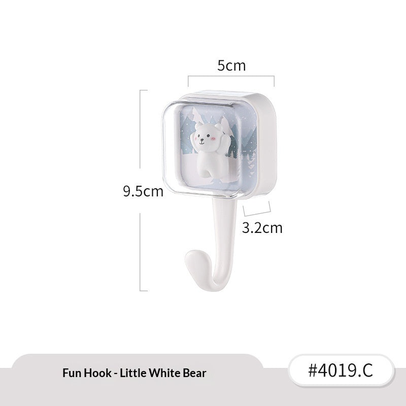 Cute Seamless No-drill Wall Hooks With Strong Adhesive Animal-shaped Key Organizers