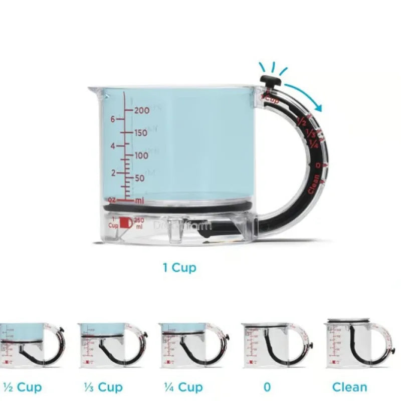 4-In-1 Adjustable Measuring Cup Multi-Functional Measuring Cup With Scraper-Style Seal Base Measurings Cube Cups For Cooking