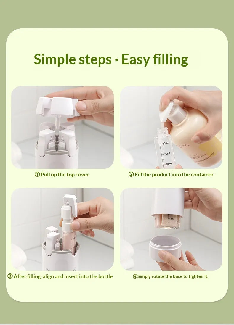 4 In 1 Travel Dispenser Portable Travel Bottles Leak Proof Leakproof Travel Container For Perfume Shampoo Conditioner Lotion