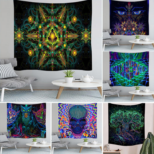 Home Tapestry Colorful Skeleton Owl