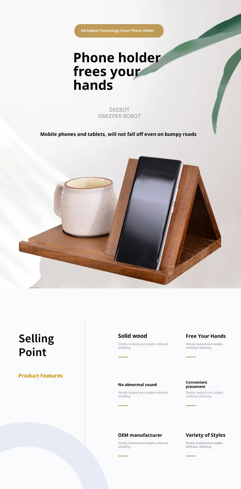Wooden Triangle Bookmark Rack With Cup Base