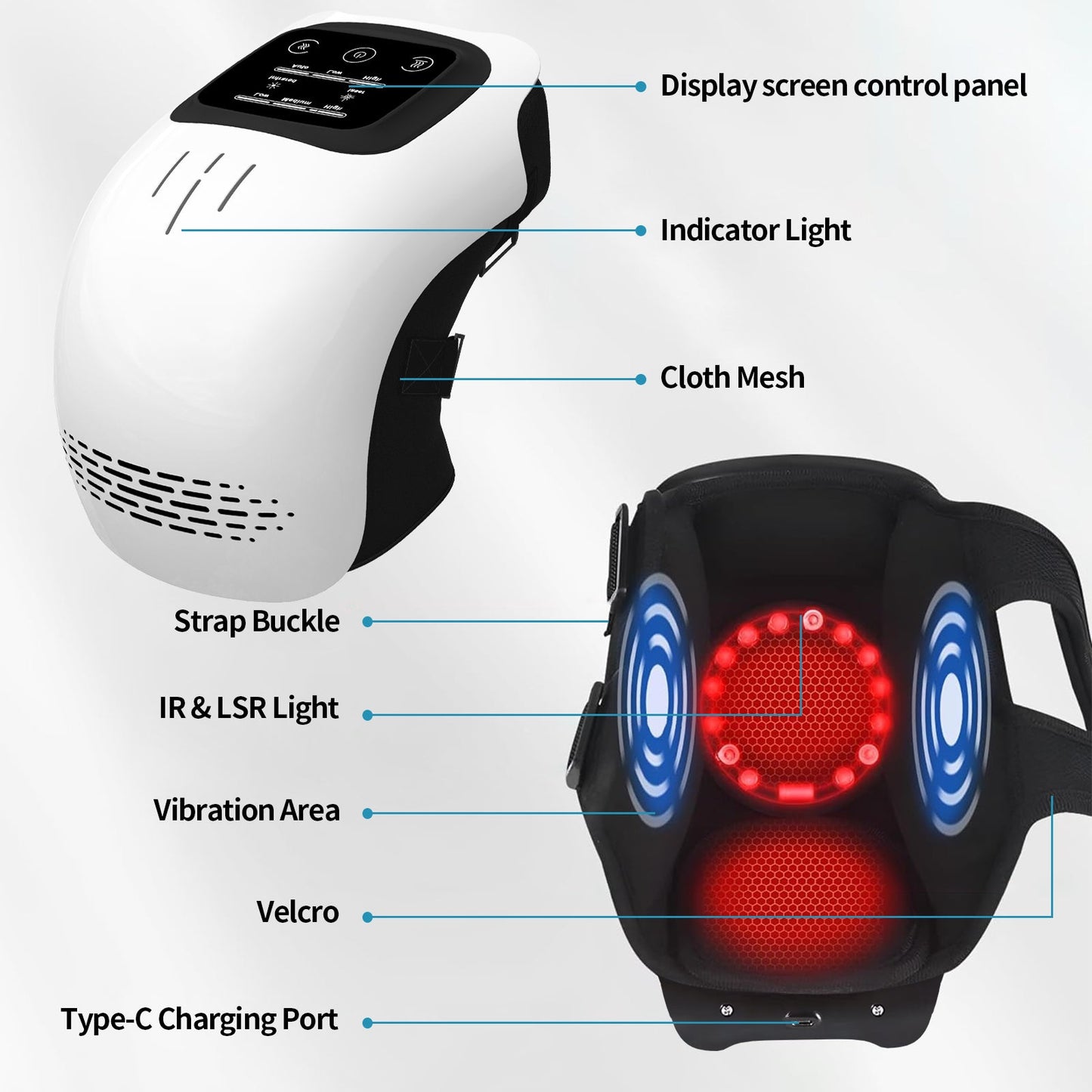 Intelligent Home Use Electric Intelligent Kneading Heating Knee Massager Rechargeable Pain Relief Infrared Laser Vibration Knee Massager - Nexxcart
