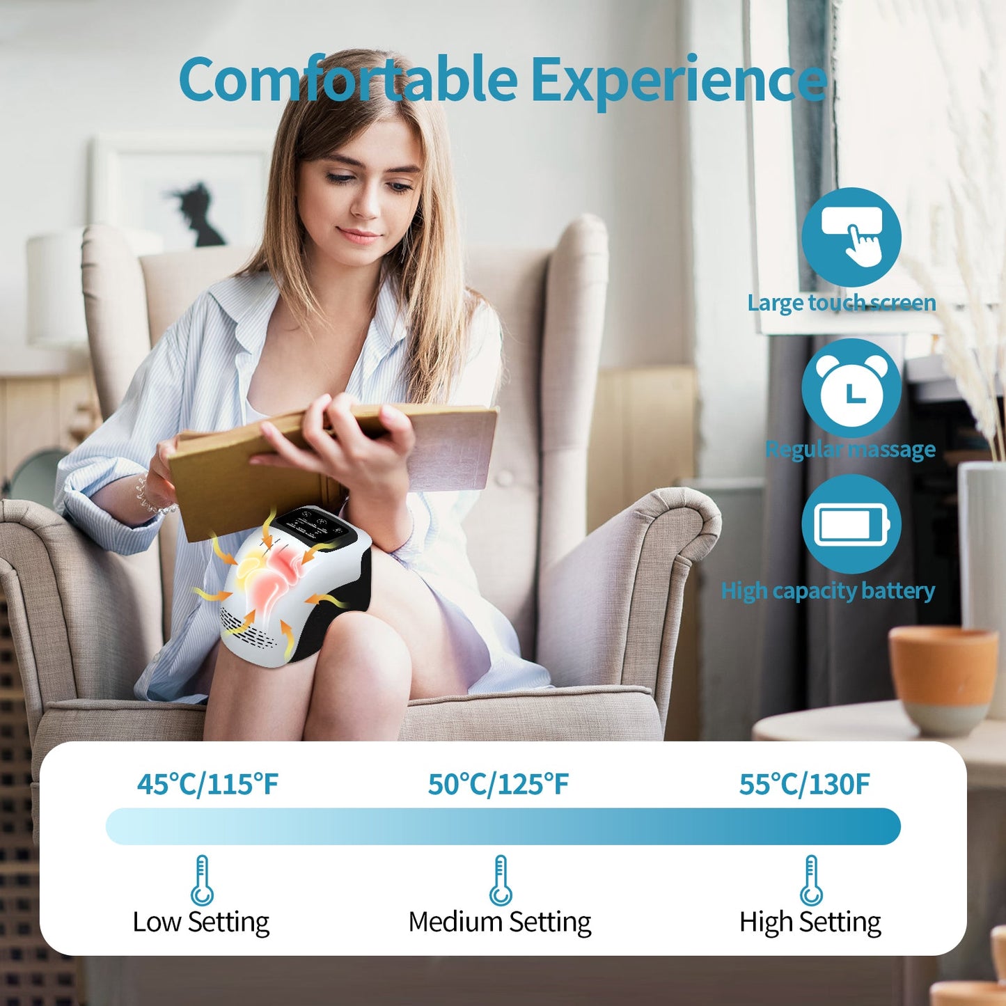 Intelligent Home Use Electric Intelligent Kneading Heating Knee Massager Rechargeable Pain Relief Infrared Laser Vibration Knee Massager - Nexxcart