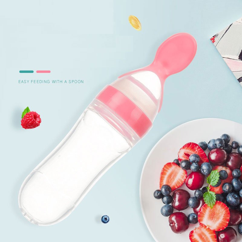 Safe Newborn Baby Feeding Bottle Toddler Silicone Squeeze Feeding Spoon Milk Bottle Baby Training Feeder Food Supplement - Nexxcart
